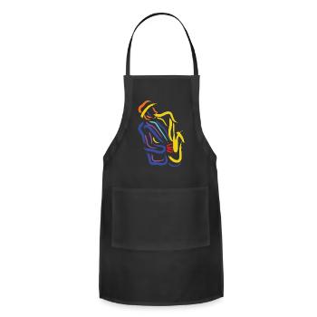 Abstract Saxophonist Jazz Musician - For Saxophone - Adjustable Apron - black - Front - Julia (174cm)
