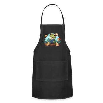 Cottagecore Mushroom Aesthetic Nature Conservation - Adjustable Apron - black - Front - Julia (174cm)