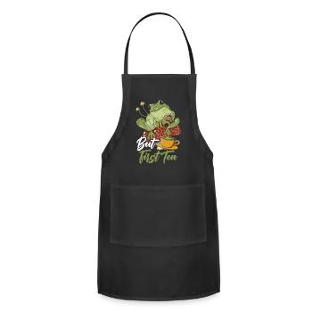 Cottagecore Mushroom Aesthetic Nature Conservation - Adjustable Apron - black - Front - Julia (174cm)