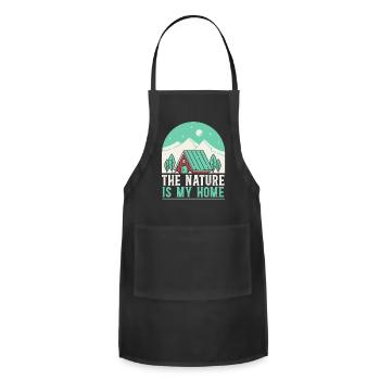 Cottagecore Mushroom Aesthetic Nature Conservation - Adjustable Apron - black - Front - Julia (174cm)