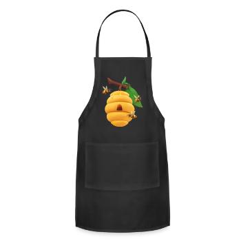 Bee Hive with a Couple of Bees aesthetic - Adjustable Apron - black - Front - Julia (174cm)