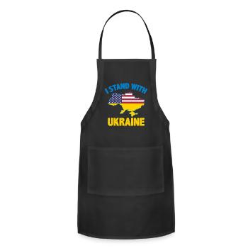 I Stand With Ukraine Map American Flag Us Support - Adjustable Apron - black - Front - Julia (174cm)
