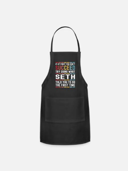 Seth Name Personalized Funny Birthday Christmas - Adjustable Apron - black