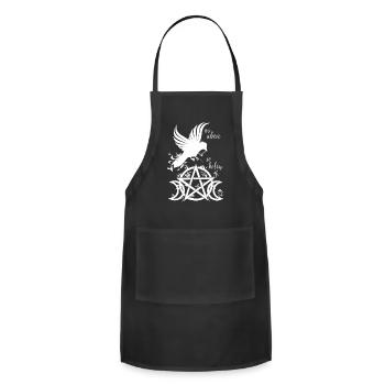 As Above So Below Pentacle Triple Moon Pentagram - Adjustable Apron - black - Front - Julia (174cm)