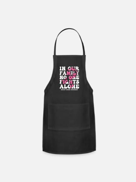 Breast Cancer Support Family Women Breast Cancer - Adjustable Apron - black