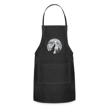 German Shepherd Dog Full Moon At Night German Shep - Adjustable Apron - black - Front - Julia (174cm)