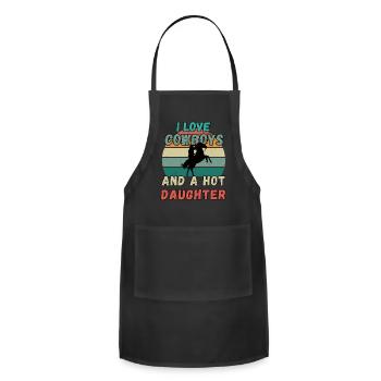 I Love Cowboys And A Hot Daughter - Adjustable Apron - black - Front - Julia (174cm)