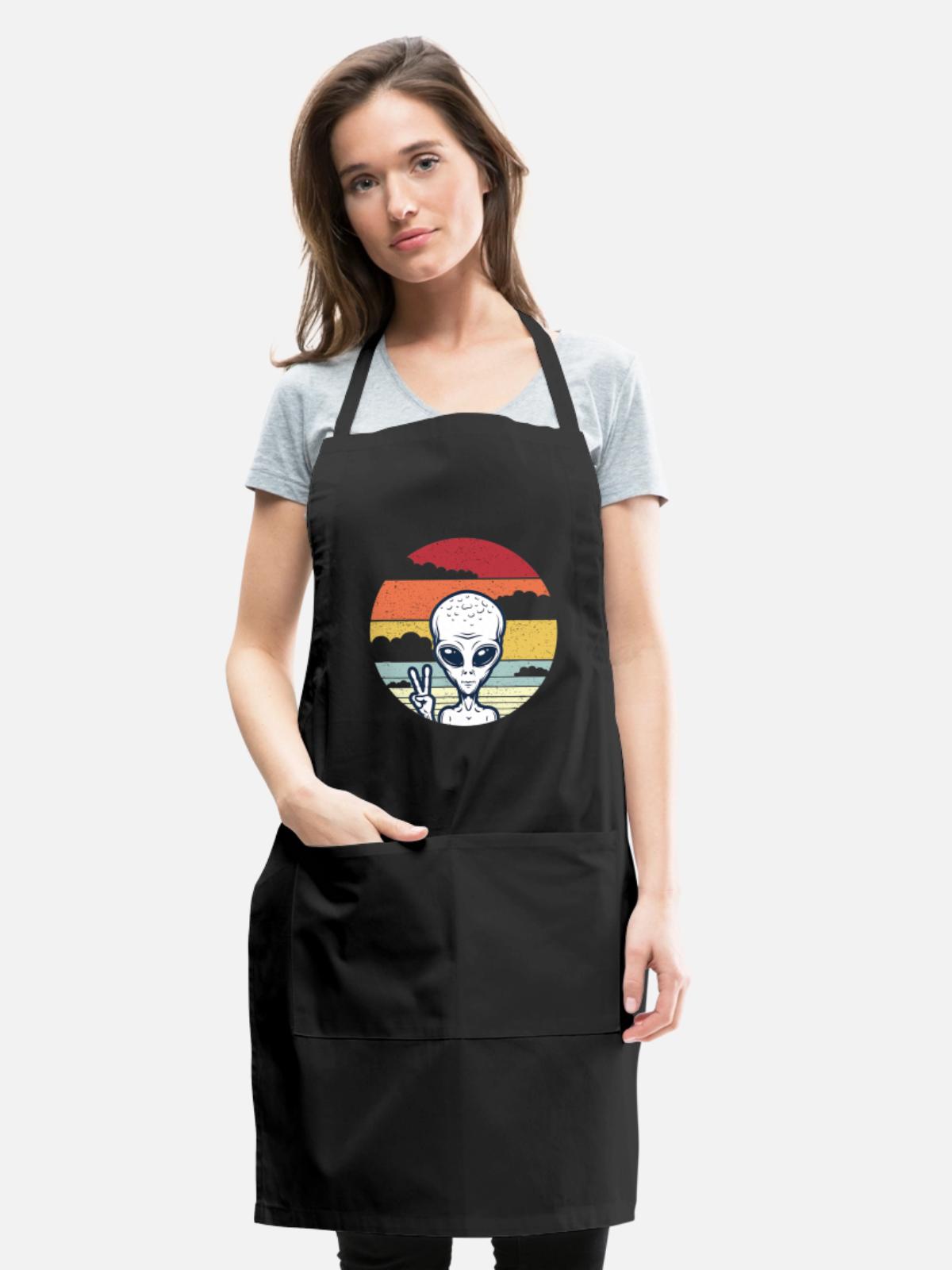 Alien Selfie Peace - Adjustable Apron - black - Front - Julia (174cm)