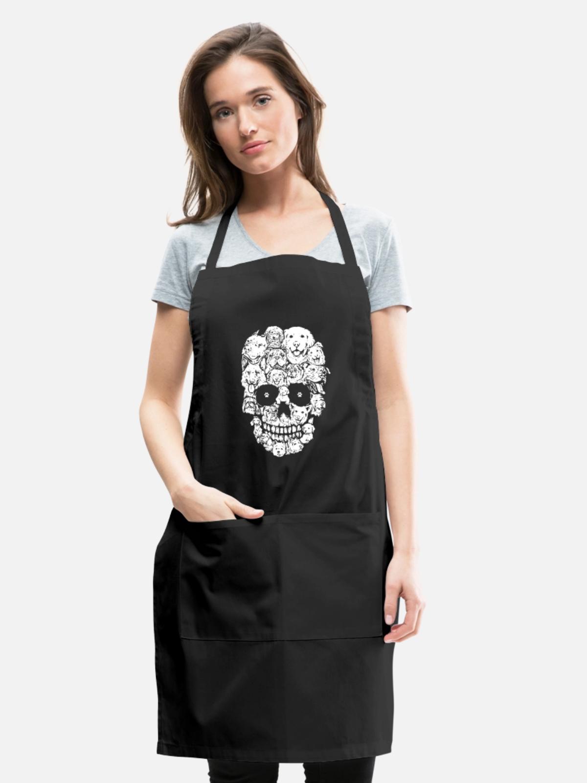 SKULL PUPPY DOG PET - Adjustable Apron - black - Front - Julia (174cm)