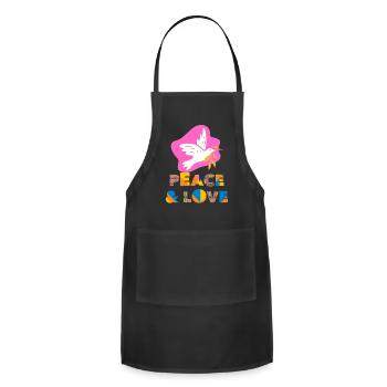 peace and love no war in world - Adjustable Apron - black - Front - Julia (174cm)