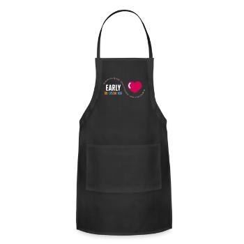 Teacher Shirt, Early Intervention Kind Reliable - Adjustable Apron - black - Front - Julia (174cm)