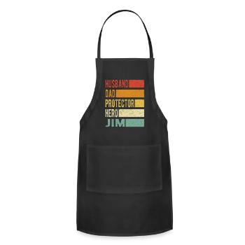 Jim Name Dad Gift - Adjustable Apron - black - Front - Julia (174cm)