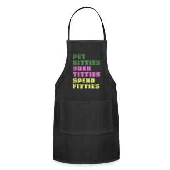 Pet kitties suck titties spend fitties - Adjustable Apron - black - Front - Julia (174cm)