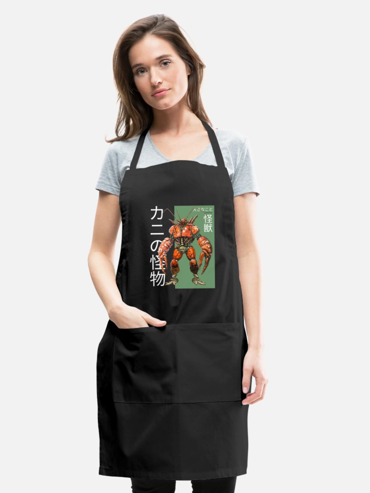 Kaiju Crab: Monstrous Marvel - Adjustable Apron - black - Front - Julia (174cm)