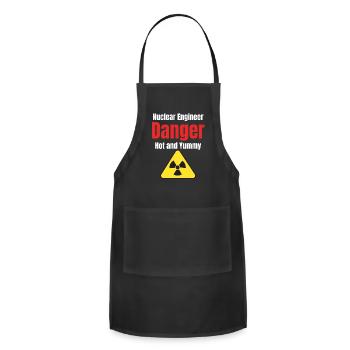 Nuclear Engineer Danger Hot & Yummy Engineer - Adjustable Apron - black - Front - Julia (174cm)