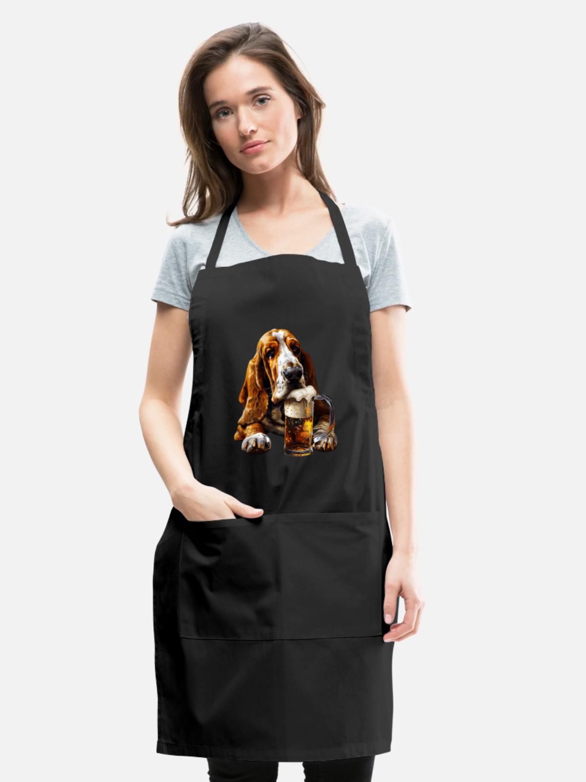Basset Hound - Adjustable Apron - black - Front - Julia (174cm)