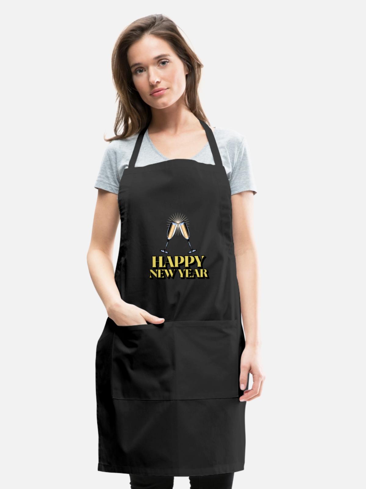 Happy New Year - Adjustable Apron - black - Front - Julia (174cm)
