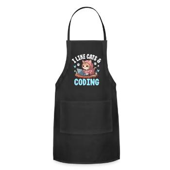 I Like Cats and Coding - Adjustable Apron - black - Front - Julia (174cm)