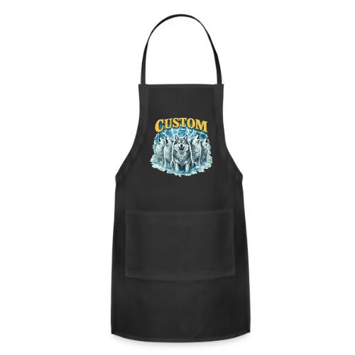Custom Wolf Pack Howling Moon Vintage Wilderness - Adjustable Apron