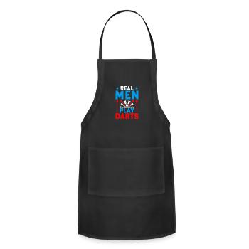 Real Men Play Darts - Funny Men's Dart Throwing - Adjustable Apron - black - Front - Julia (174cm)