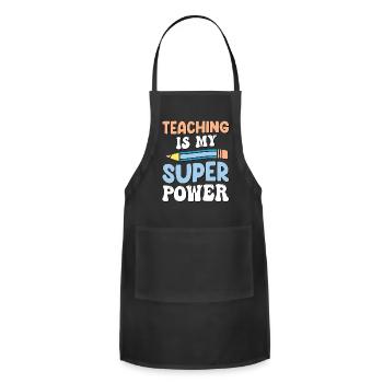 Teaching is my super power - Adjustable Apron - black - Front - Julia (174cm)