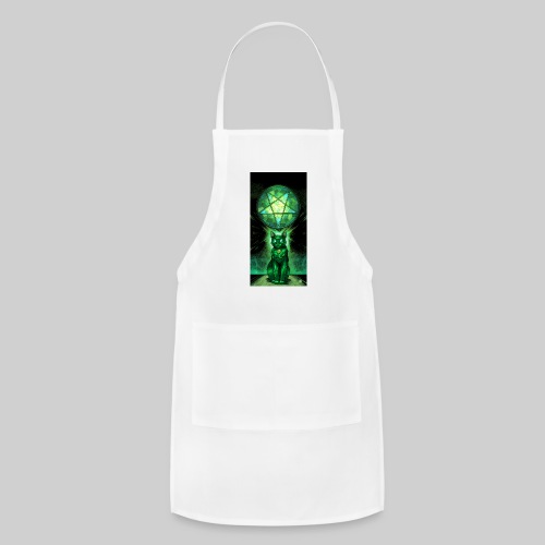 Green Satanic Cat and Pentagram Stained Glass - Adjustable Apron