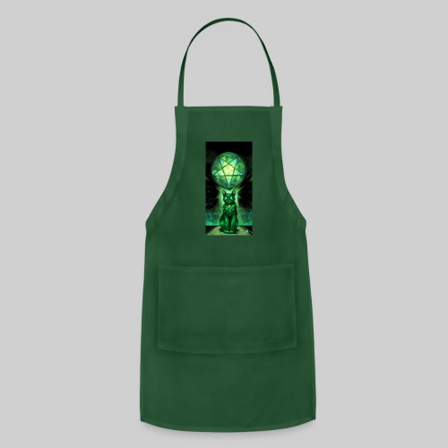 Green Satanic Cat and Pentagram Stained Glass - Adjustable Apron