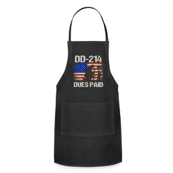 DD214, Military Gun Owner, Patriotic , veteran - Adjustable Apron - black - Front - Julia (174cm)