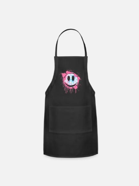 Graffiti Smiley Face - Urban Street Art - Adjustable Apron - black