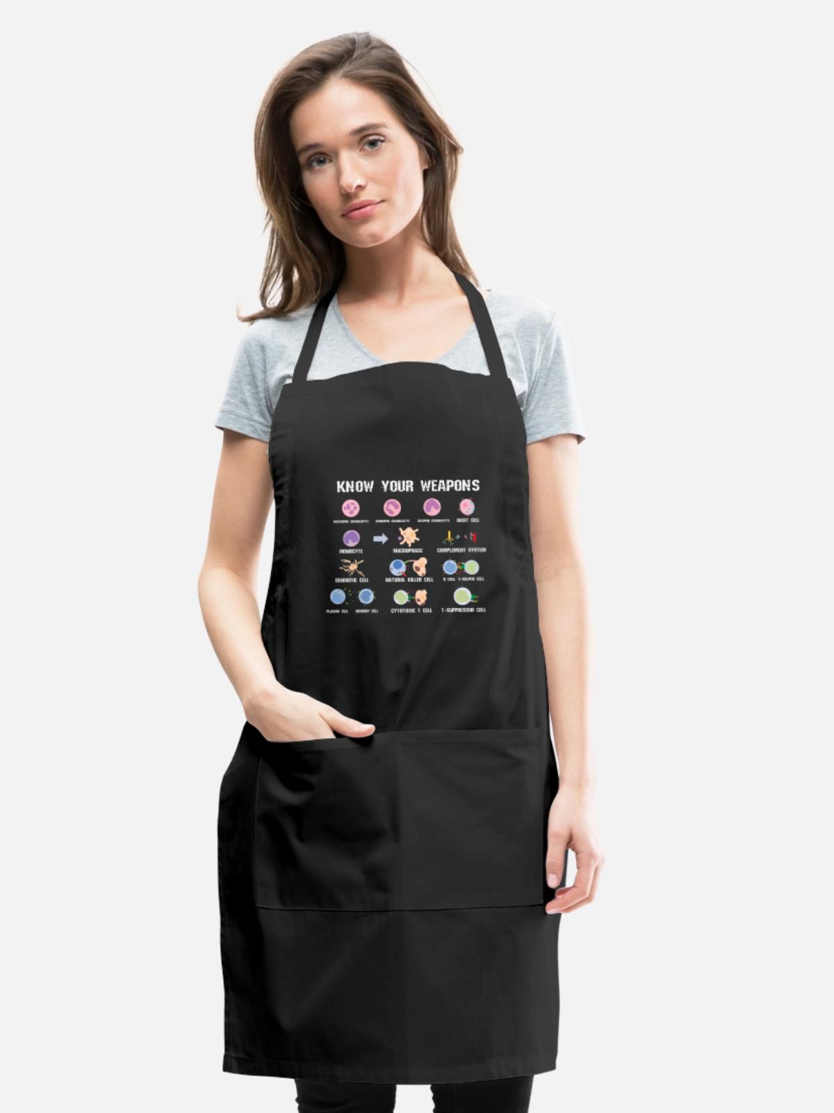 Biologist cells enzymes - Adjustable Apron - black - Front - Julia (174cm)