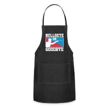 Bullseye or Goodbye Dart Throwing Darts Target - Adjustable Apron - black - Front - Julia (174cm)