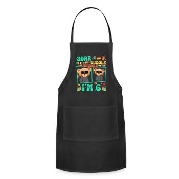 Growl Pounce Snuggle I'm 6 Bear Lover Kid 6th - Adjustable Apron - black - Front - Julia (174cm)