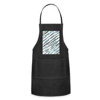 Diagonal Aqua Glitch Stripes - Adjustable Apron - black - Front - Julia (174cm)