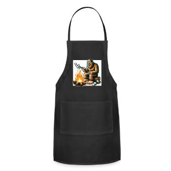 Bigfoot Roasting Marshmallows - Adjustable Apron - black - Front - Julia (174cm)