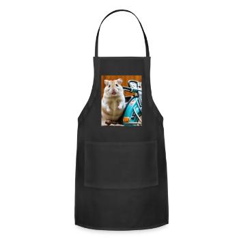 Adorable hamster with his bike - Adjustable Apron - black - Front - Julia (174cm)