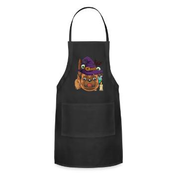 Bat witch hat dog gift halloween pug - Adjustable Apron - black - Front - Julia (174cm)
