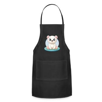 polar bear cub - Adjustable Apron - black - Front - Julia (174cm)