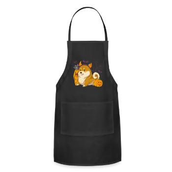 Bat Dogs Pumpkin Devil Halloween Shiba Inu - Adjustable Apron - black - Front - Julia (174cm)