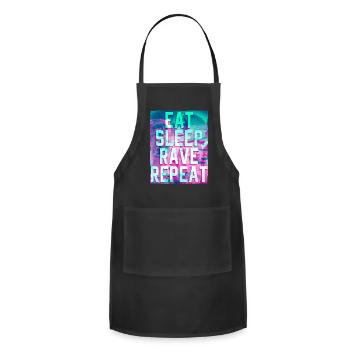 Eat Sleep Rave Repeat Techno Raver - Adjustable Apron - black - Front - Julia (174cm)