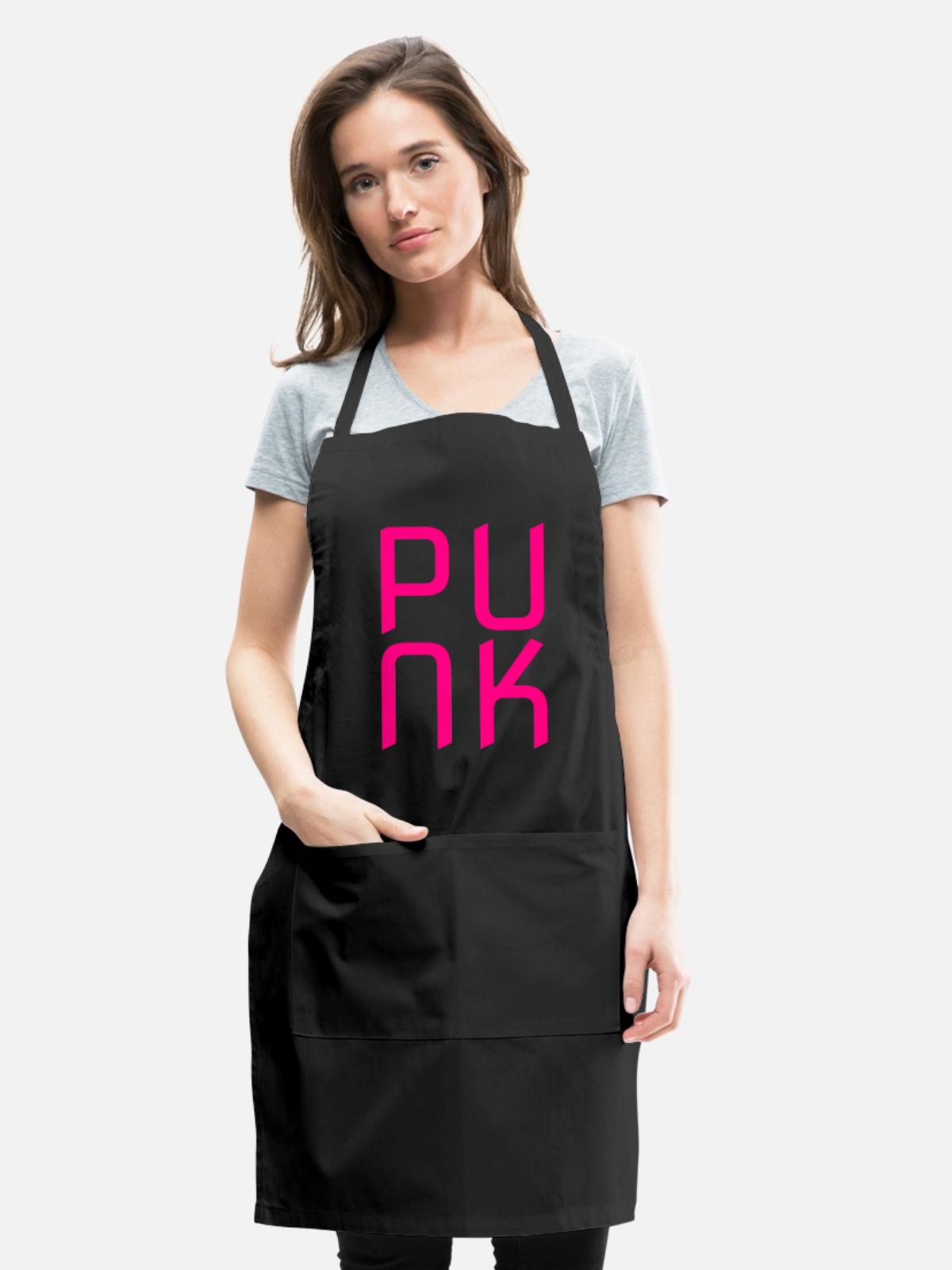 Hot Pink Punk - Adjustable Apron - black - Front - Julia (174cm)