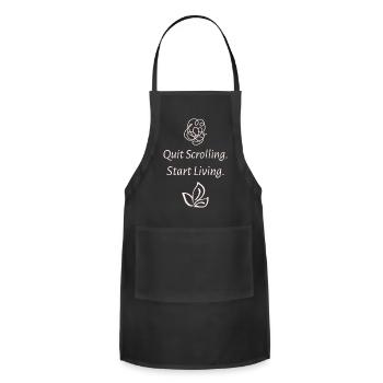 Quit Scrolling. Start Living.— Mindful Minimalist  - Adjustable Apron - black - Front - Julia (174cm)