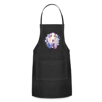 Basset Hound Watercolor Dog Lover Basset Hound - Adjustable Apron - black - Front - Julia (174cm)