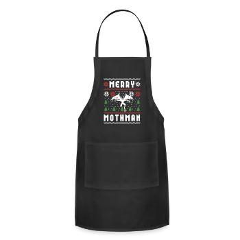 Mothman Ugly Christmas Sweater Merry Mothman - Adjustable Apron - black - Front - Julia (174cm)