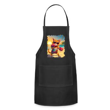 cat boxing - Adjustable Apron - black - Front - Julia (174cm)