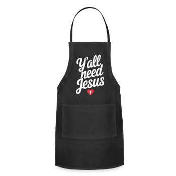 Yall Need Jesus Tee - Adjustable Apron - black - Front - Julia (174cm)