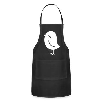 Cute Sparrow Chick – Tweeting Birdie - Adjustable Apron - black - Front - Julia (174cm)
