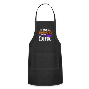 My Broomstick Runs On Coffee Halloween Night - Adjustable Apron - black - Front - Julia (174cm)