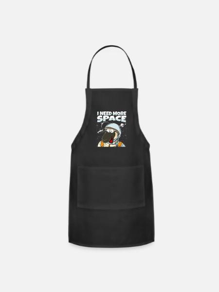 Sheep Astronaut I Need More Space - Adjustable Apron - black
