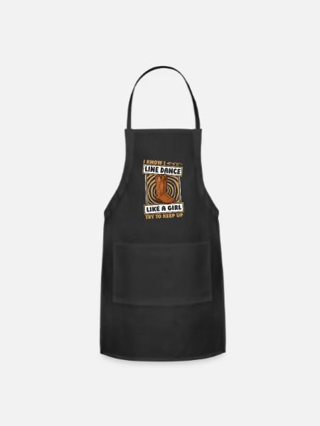 Line Dance Line Dancing Funny - Adjustable Apron - black