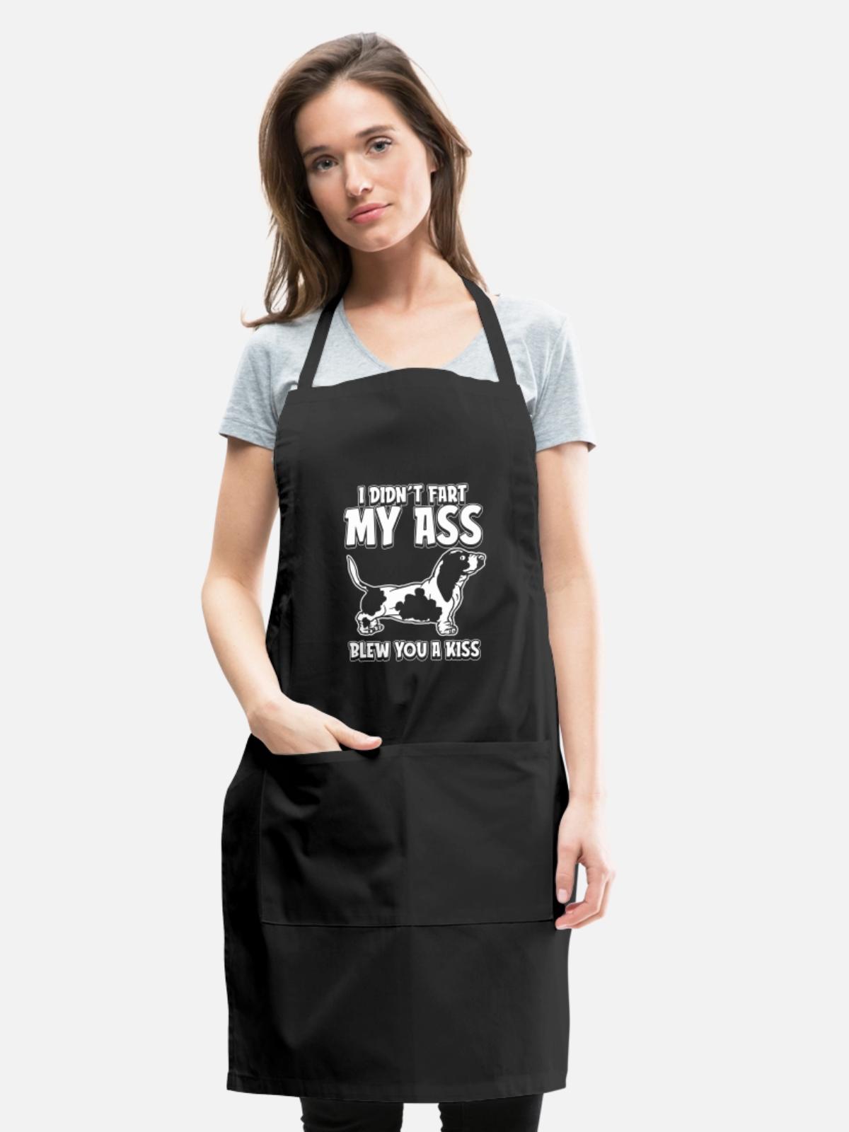Basset Hound - Adjustable Apron - black - Front - Julia (174cm)